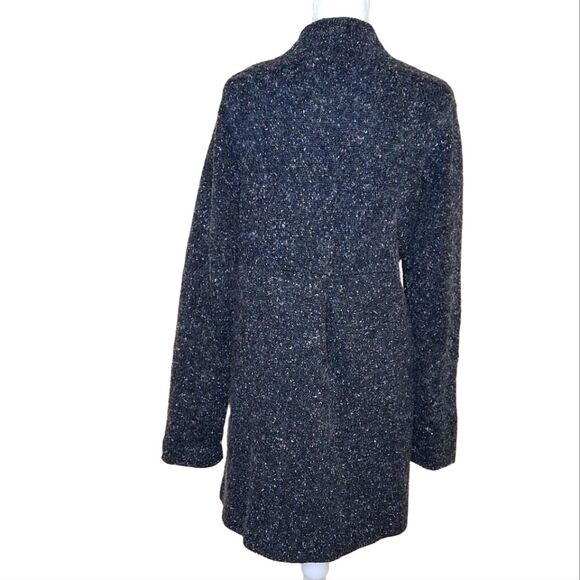 Eileen Fisher Funnel Neck Cardigan Sweater Charcoal Speckled Wool Blend Medium - Picture 6 of 13